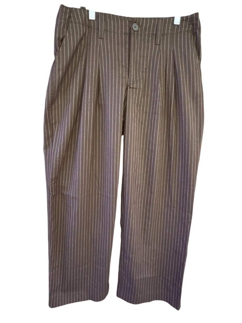 BDG Brown Pinstripe Wide Leg Trousers Size 6/UK10 Polyester Blend Made In Indone